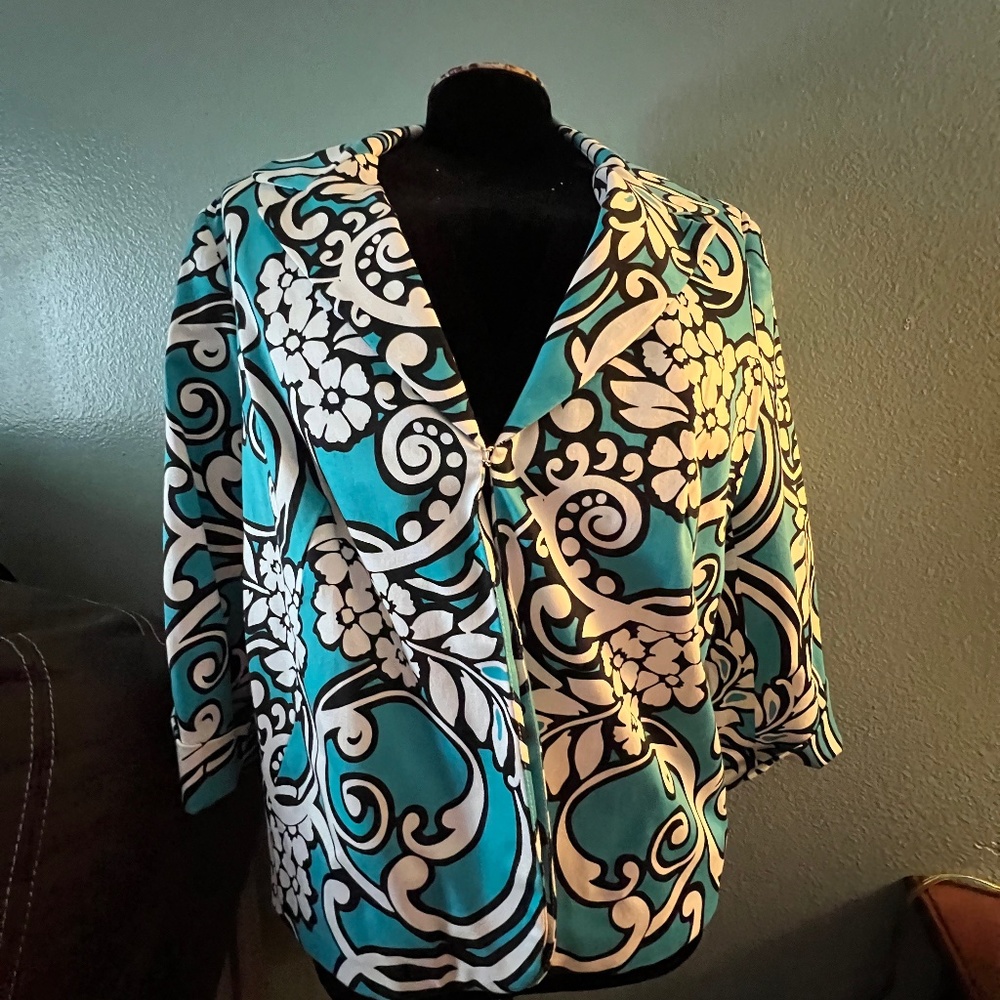 Turquoise and black dress jacket